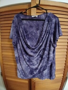 Roz & Ali Purple Draped Neck Blouse